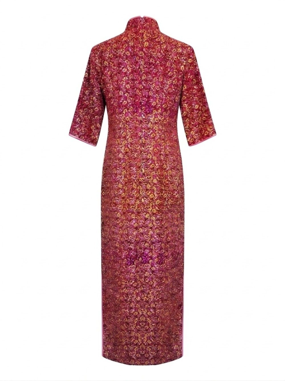 Cheongsam Qipao Classic Retro Glam Brocade Metallic Maximalist Formal Dress XL - Picture 5 of 13